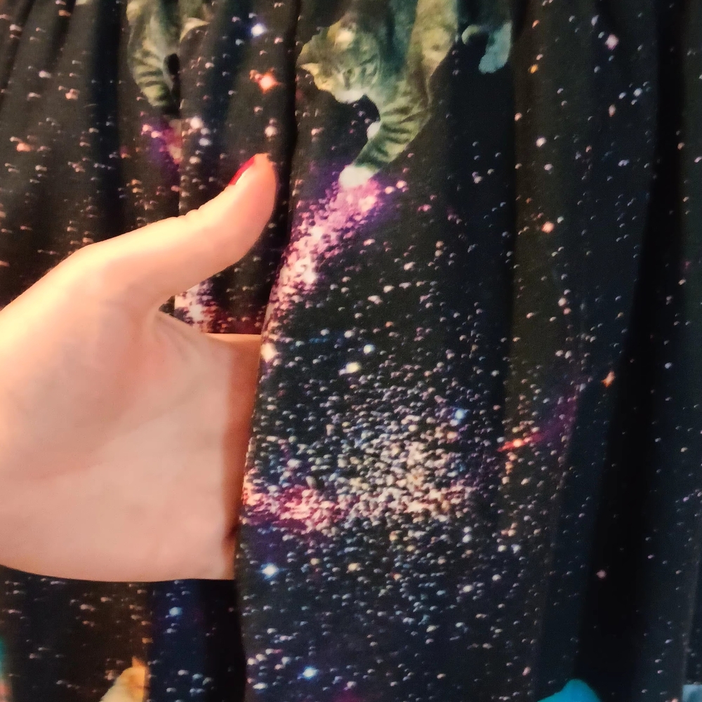 Modcloth "Take Up Space" Fit and Flare Cats Kittens in Space Dress - Picture 10 of 14